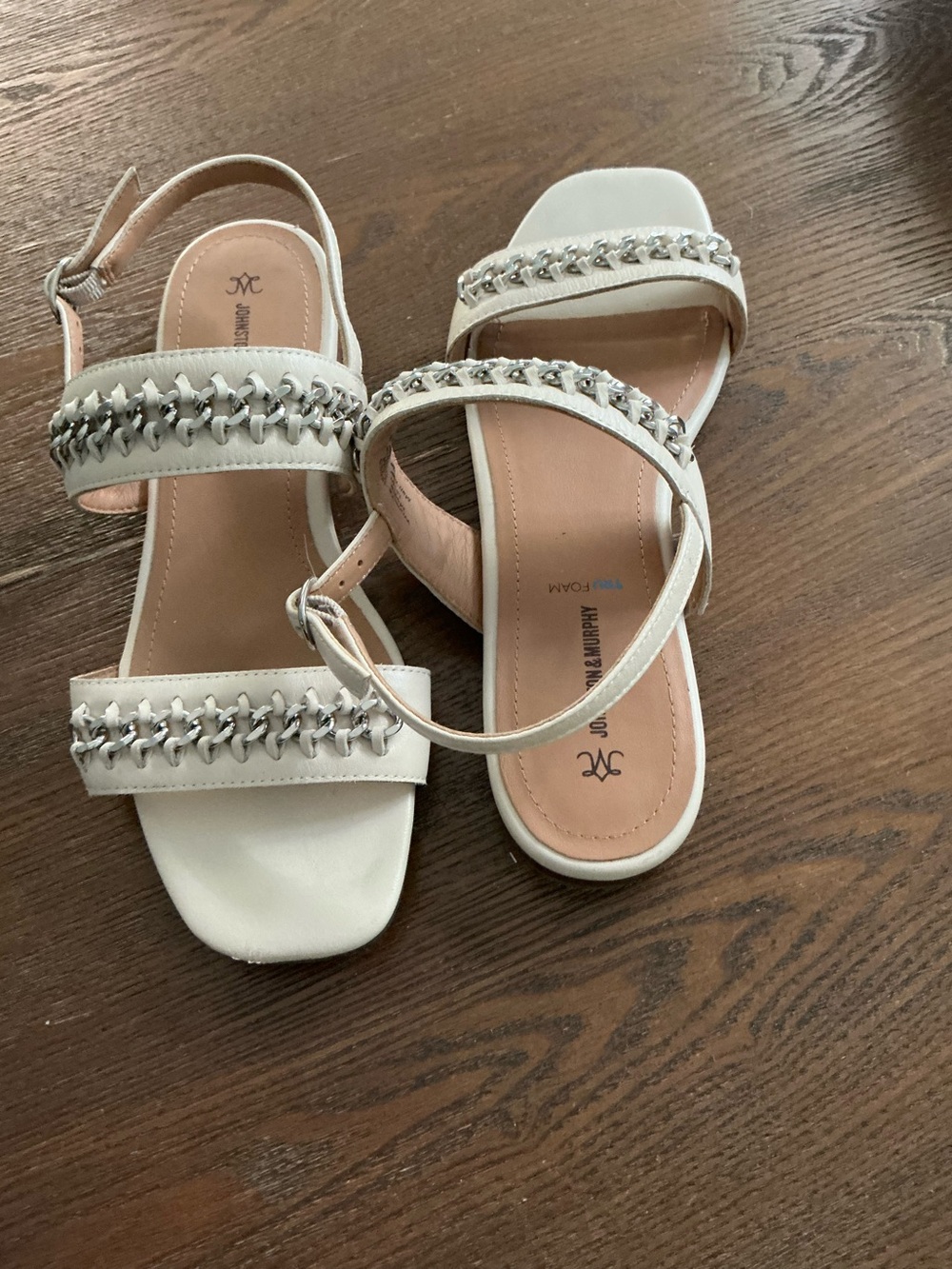 Sandals with Silver Chain Trim